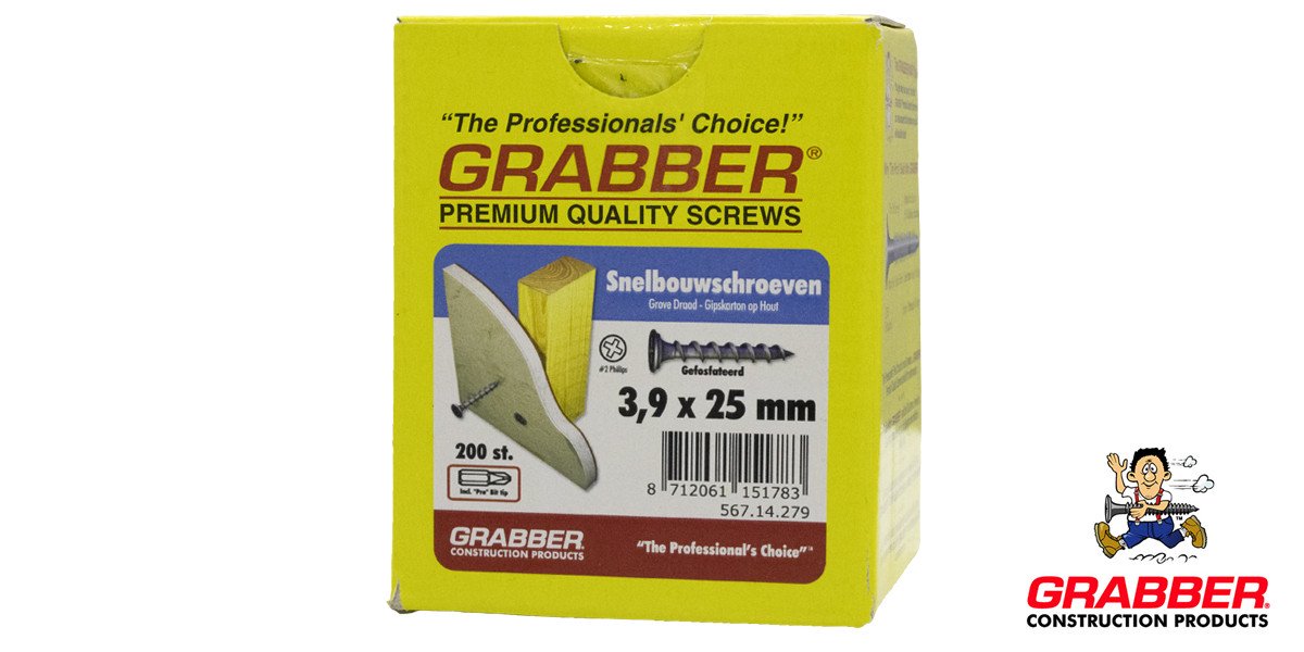 Alternatieve afbeelding voor Grabber Schnellbauschrauben 3,9x25mm phosphatiert Grobgewinde PH2 200 Stück
