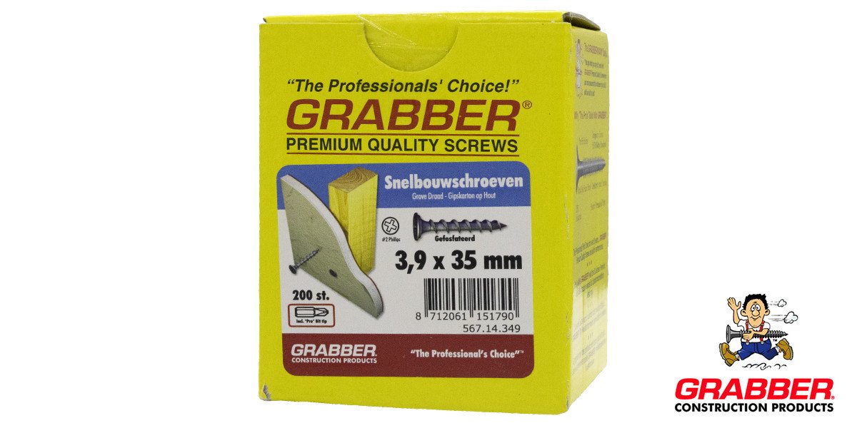 Alternatieve afbeelding voor Grabber Schnellbauschrauben 3,9x35mm phosphatiert Grobgewinde PH2 200 Stück