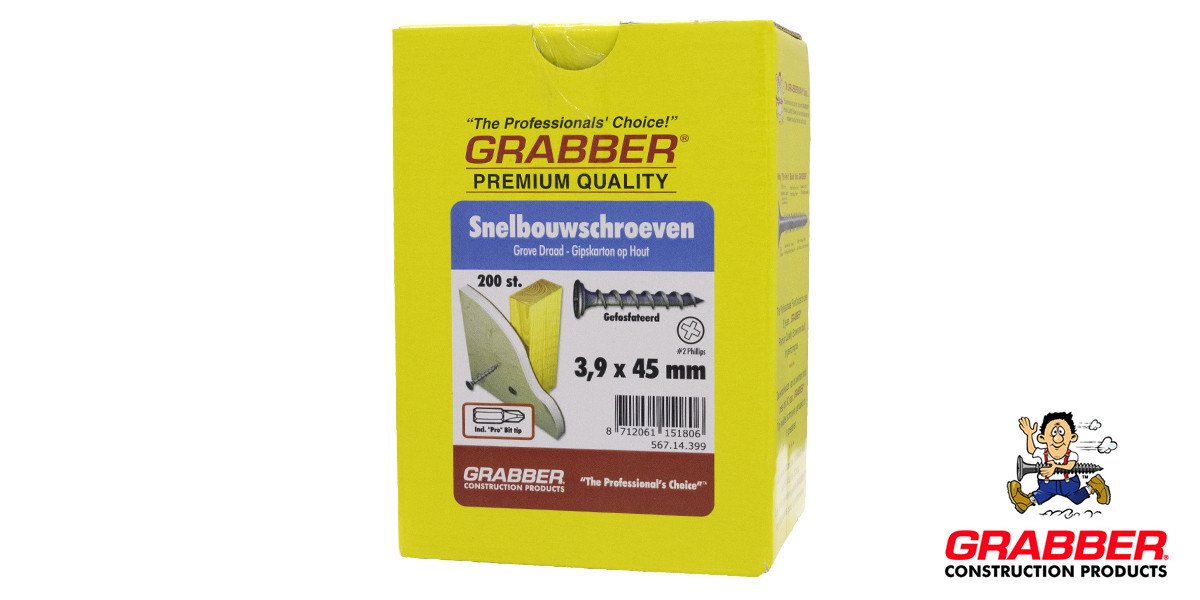 Alternatieve afbeelding voor Grabber Schnellbauschrauben 3,9x45mm phosphatiert Grobgewinde PH2 200 Stück
