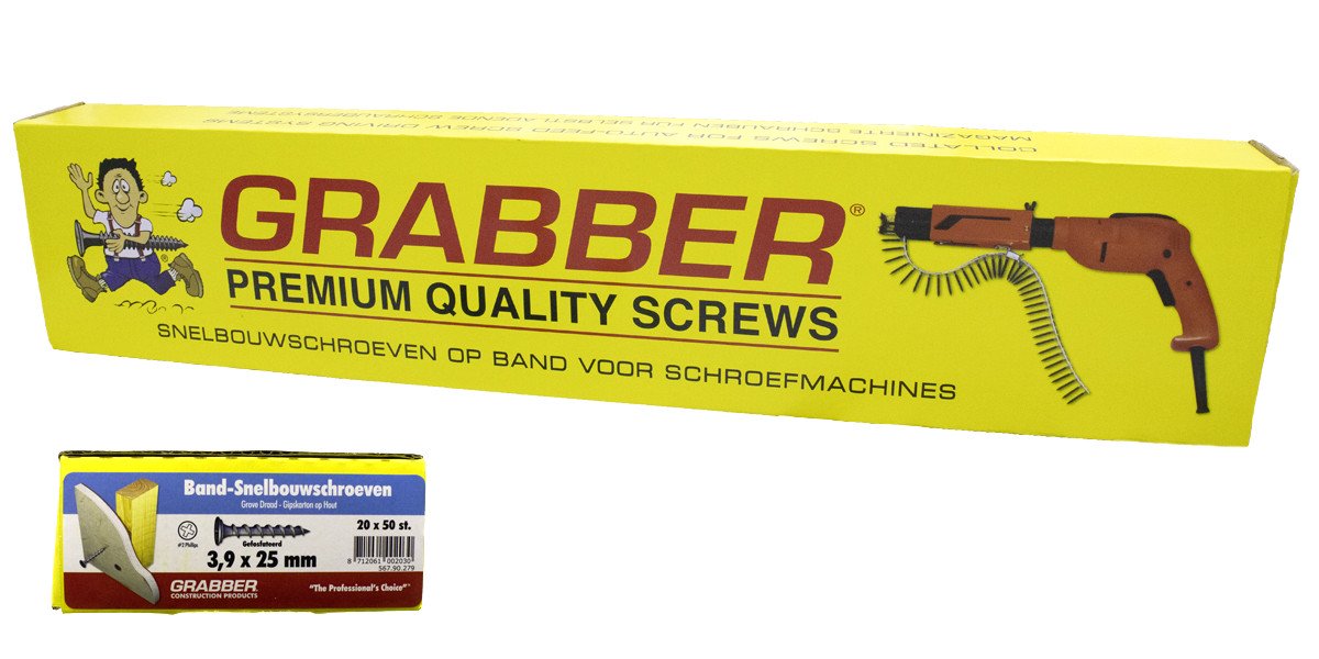 Alternatieve afbeelding voor Grabber Schnellbauschrauben auf Band 3,9x25mm phosphatiert Grobgewinde PH2 1000 Stück