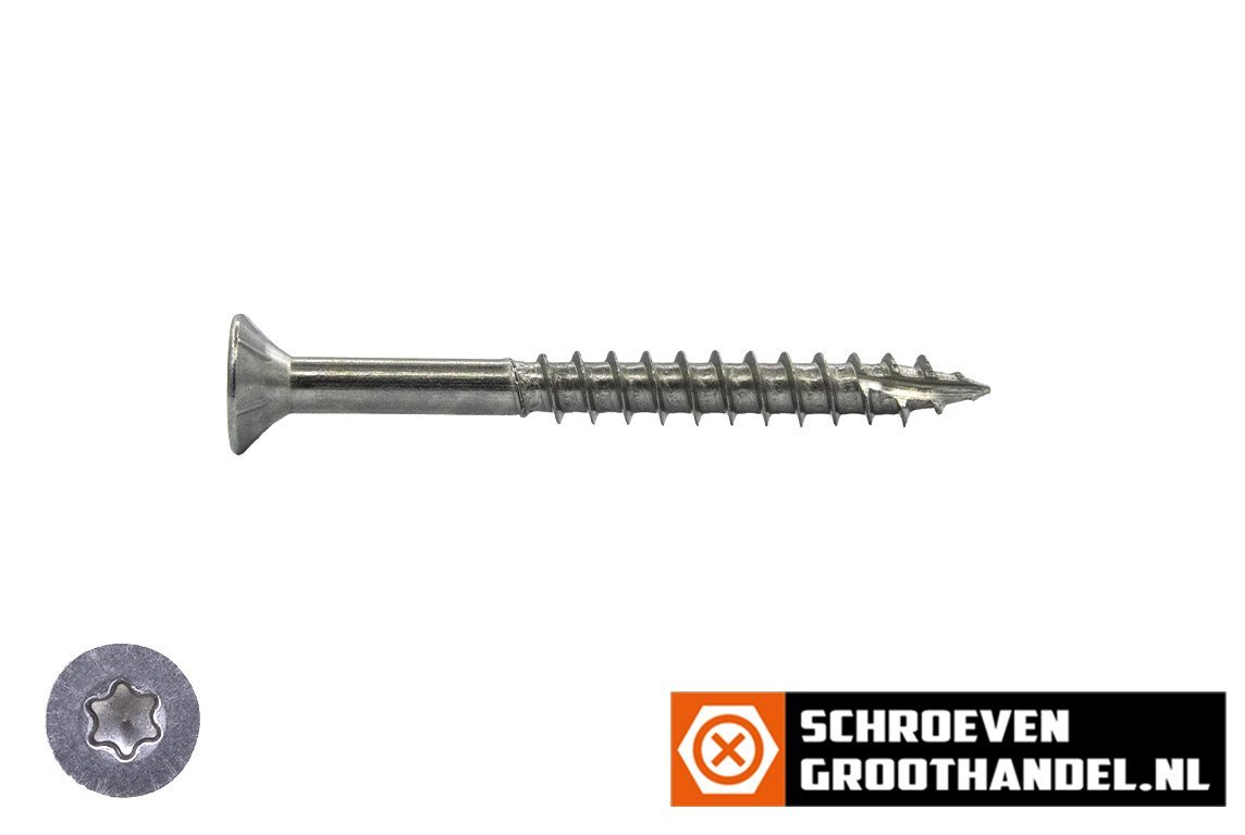 Alternatieve afbeelding voor Holzbauschrauben 5x35/24mm Edelstahl C1 / 410 Senkkopf TORX-25 Teilgewinde mit Cut-Spitze 500 Stück