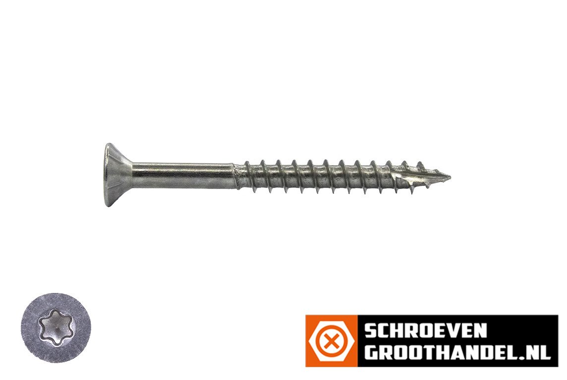 Alternatieve afbeelding voor Holzbauschrauben 5x40/24mm Edelstahl C1 / 410 Senkkopf TORX-25 Teilgewinde mit Cut-Spitze 200 Stück