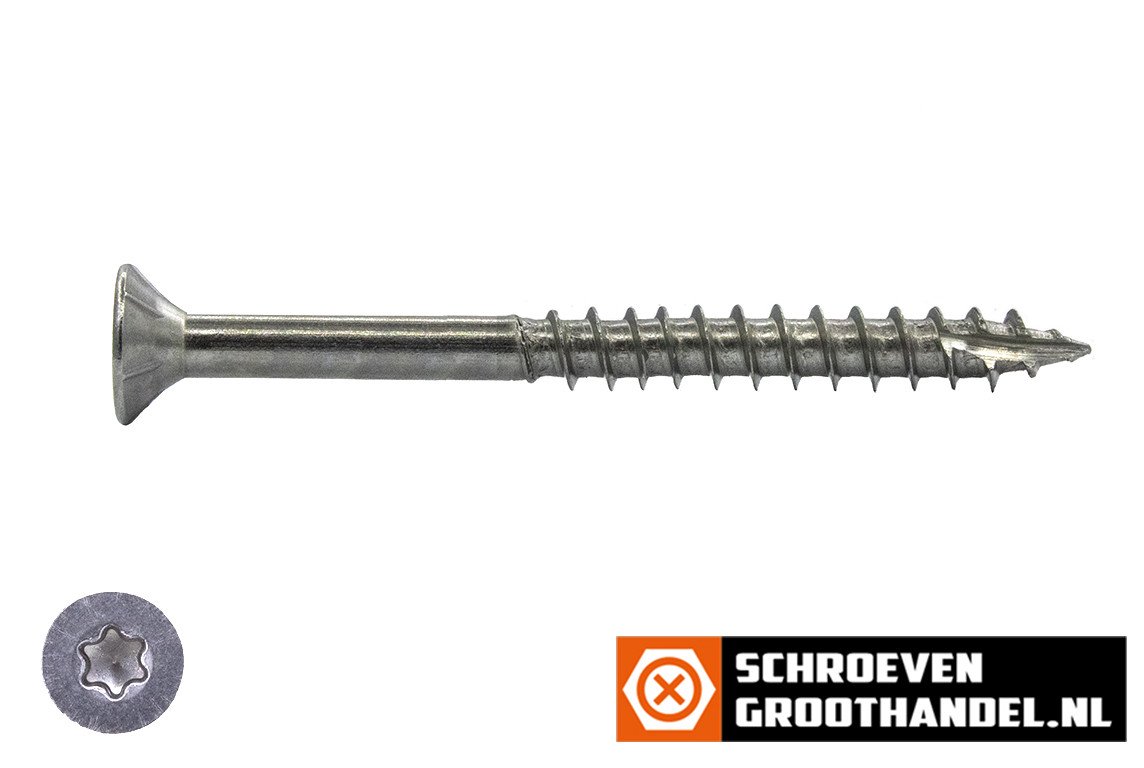 Alternatieve afbeelding voor Holzbauschrauben 5x80/48mm Edelstahl C1 / 410 Senkkopf TORX-25 Teilgewinde mit Cut-Spitze 100 Stück