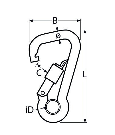 Alternatieve afbeelding voor Karabinerhaken asymetrisch mit Schraubverschluß 11x120mm Edelstahl A4 1 Stück