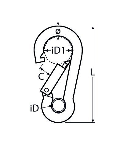 Alternatieve afbeelding voor Karabinerhaken mit Auge 8x80mm Edelstahl A4 1 Stück