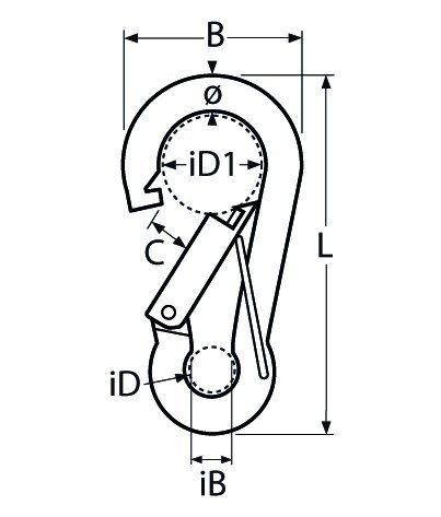 Alternatieve afbeelding voor Karabinerhaken mit Sicherheitsverschluss 6x60mm Edelstahl A4 1 Stück