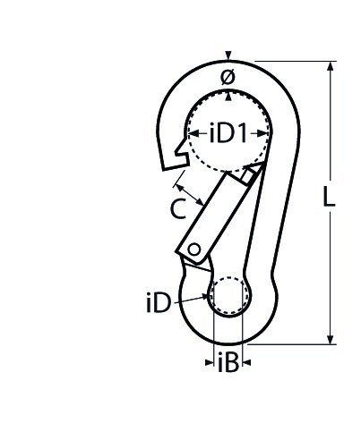 Alternatieve afbeelding voor Karabinerhaken mit Spezialverschluss und Kausche 8x80mm Edelstahl A4 1 Stück