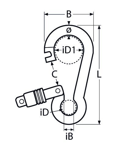 Alternatieve afbeelding voor Karabinerhaken mit Springverschluß 5x55mm Edelstahl A4 1 Stück