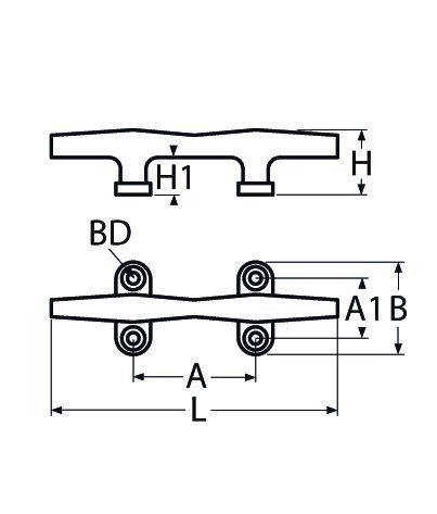 Alternatieve afbeelding voor Klampe rund mit 4 Bohrungen 150mm Edelstahl A4 1 Stück