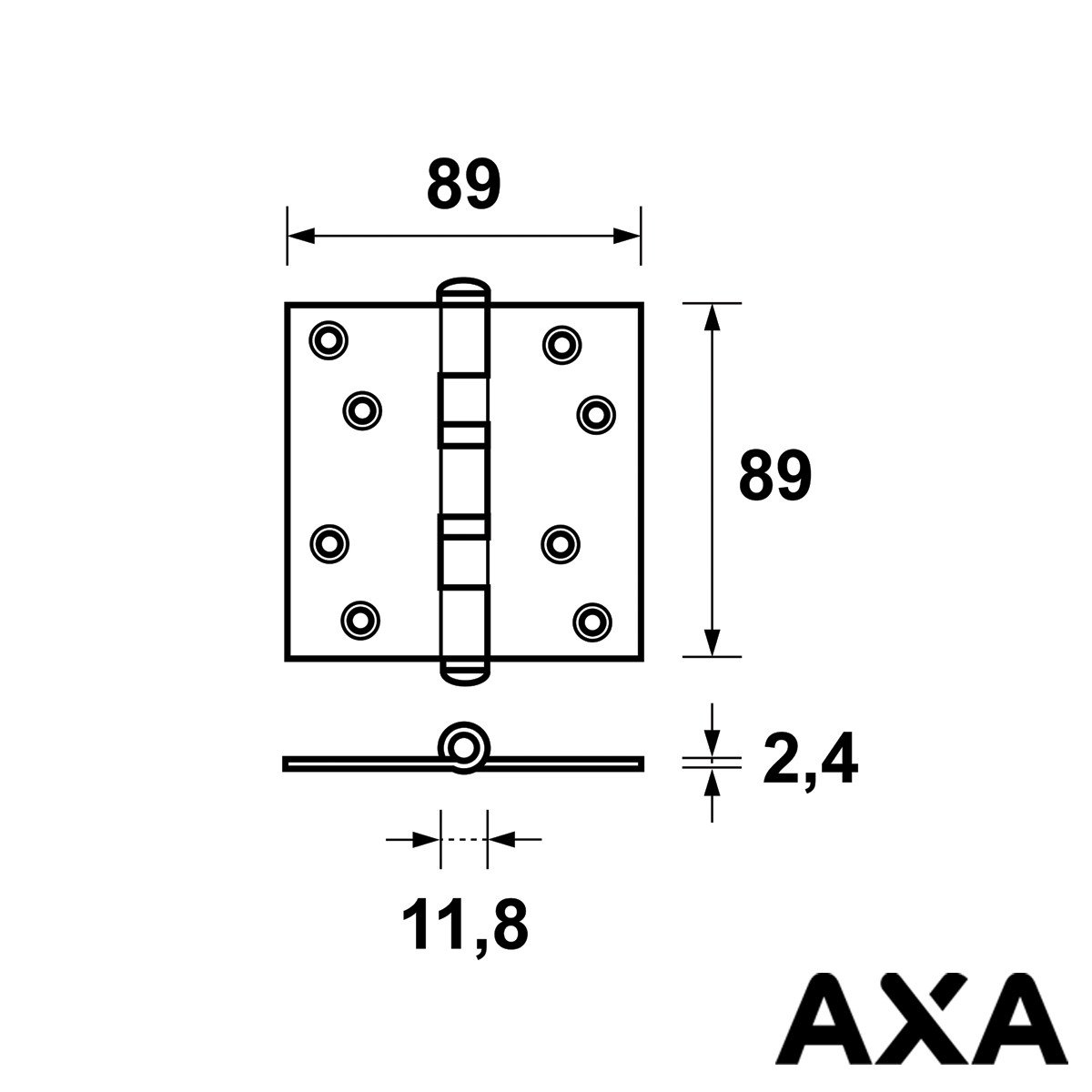 Alternatieve afbeelding voor Kugellager Scharnier 89x89mm Stahl AXA