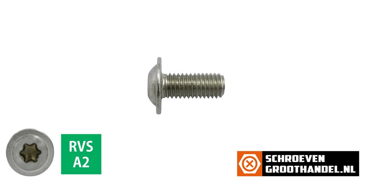 Alternatieve afbeelding voor Linsenflanschschrauben M6 x 14mm  Edelstahl A2 TORX-30 ISO7380-2 100 Stück