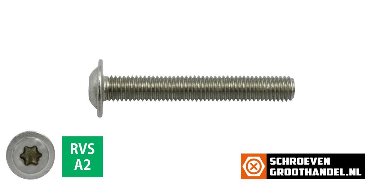 Alternatieve afbeelding voor Linsenflanschschrauben M6 x 45mm Edelstahl A2 TORX-30 ISO7380-2 100 Stück