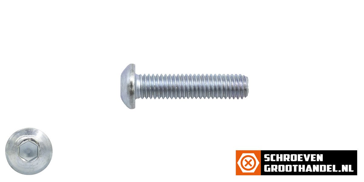 Alternatieve afbeelding voor Linsenschrauben inbus M5 x 14mm verzinkt ISO7380-1 100 Stück