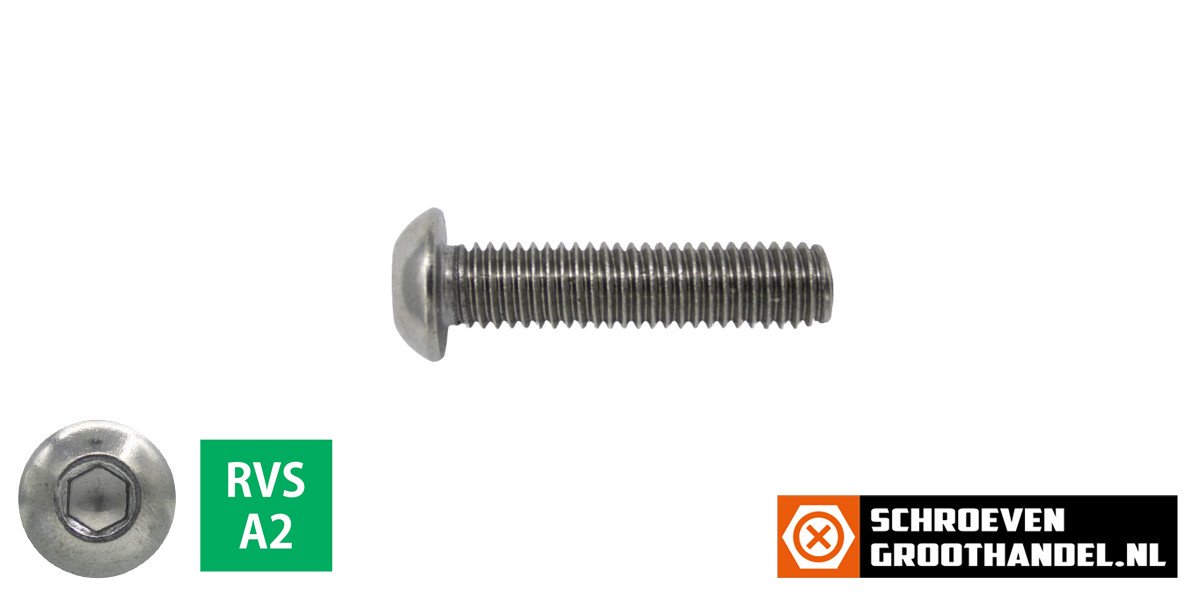 Alternatieve afbeelding voor Linsenschrauben inbus M5 x 16mm Edelstahl A2 ISO7380-1 100 Stück