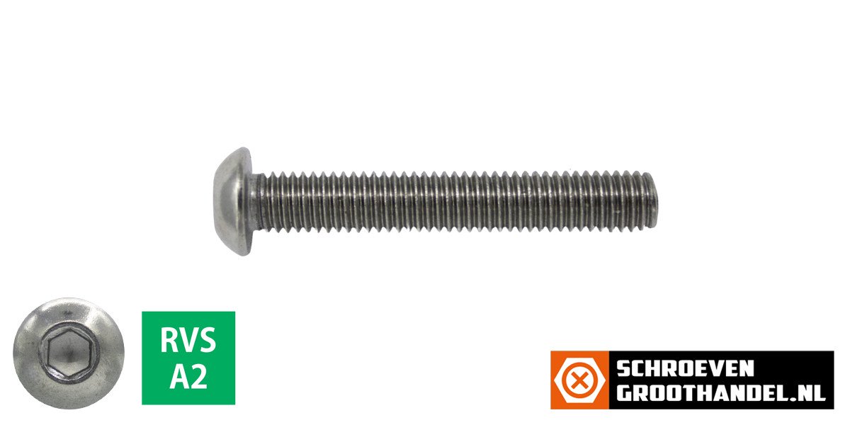 Alternatieve afbeelding voor Linsenschrauben inbus M5 x 35mm Edelstahl A2 ISO7380-1 100 Stück
