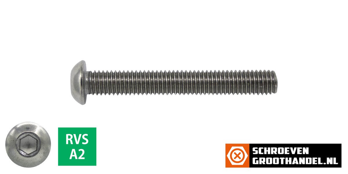Alternatieve afbeelding voor Linsenschrauben inbus M6 x 60mm Edelstahl A2 ISO7380-1 100 Stück