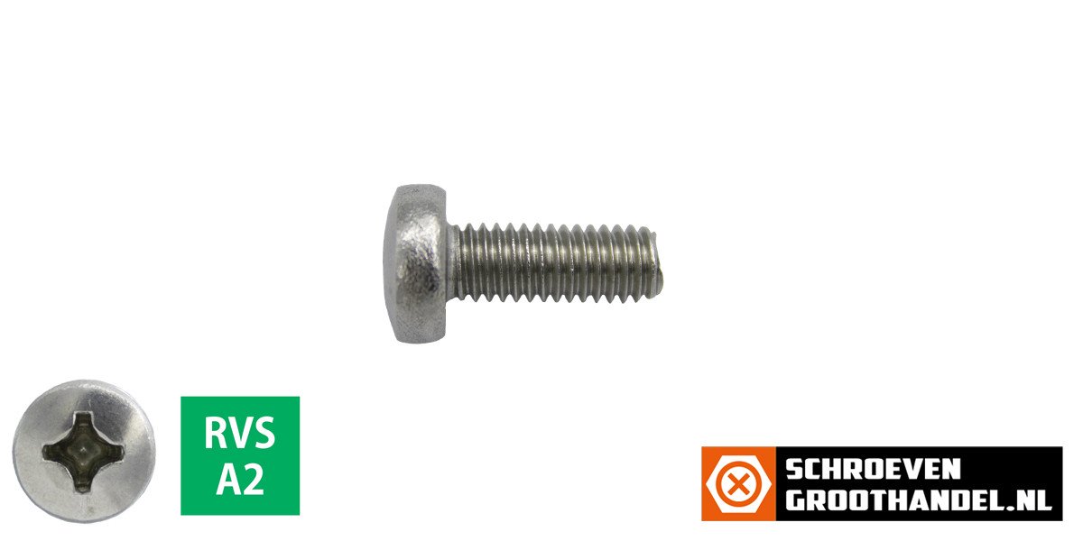 Alternatieve afbeelding voor Linsenschrauben mit Kreuzschlitz M6 x 10mm DIN7985 Edelstahl A2 philips 200 Stück