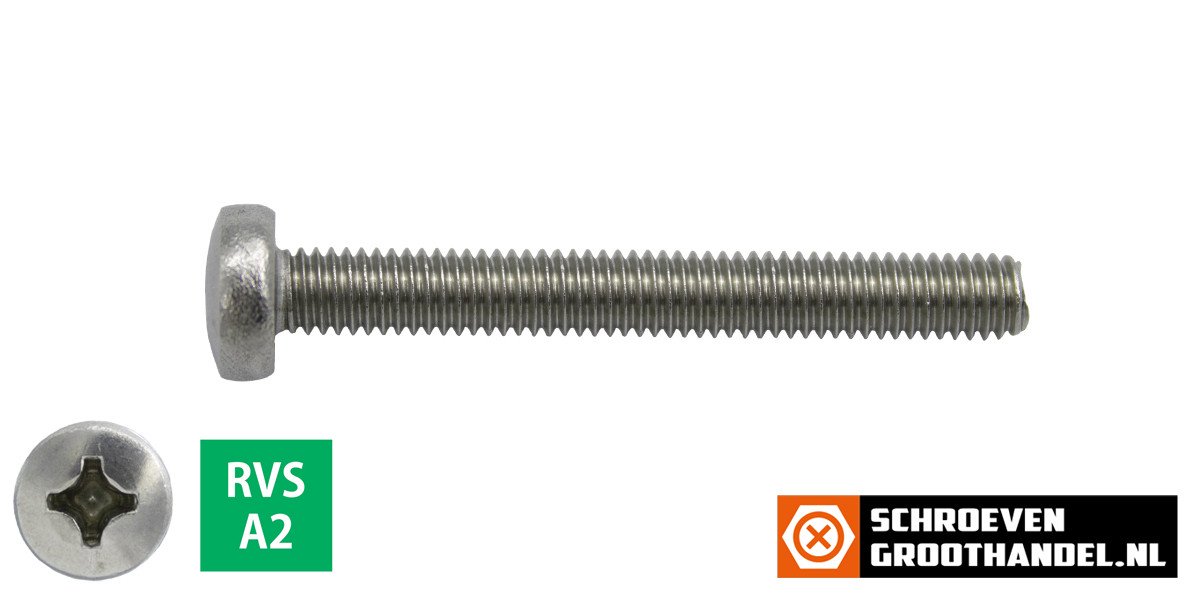 Alternatieve afbeelding voor Linsenschrauben mit Kreuzschlitz M6 x 60mm DIN7985 Edelstahl A2 philips 200 Stück