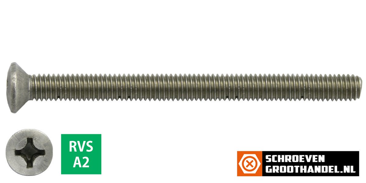 Alternatieve afbeelding voor Linsensenkschauben mit Kreuzschlitz M6 x 100mm DIN966 Edelstahl A2 philips 200 Stück