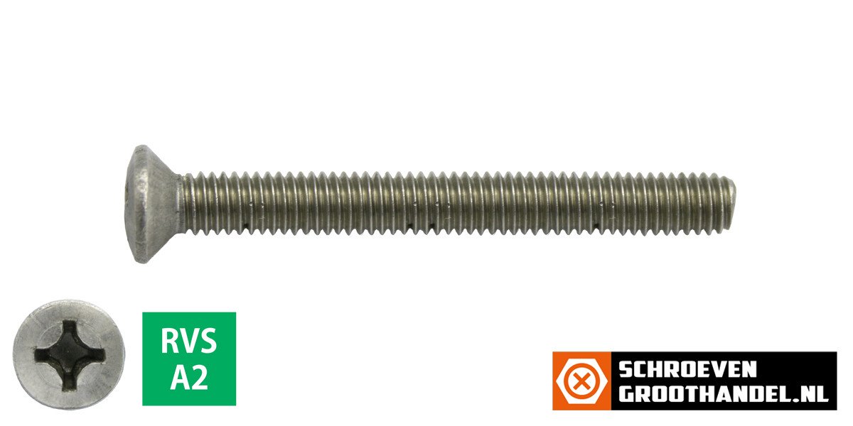Alternatieve afbeelding voor Linsensenkschauben mit Kreuzschlitz M6 x 60mm DIN966 Edelstahl A2 philips 200 Stück