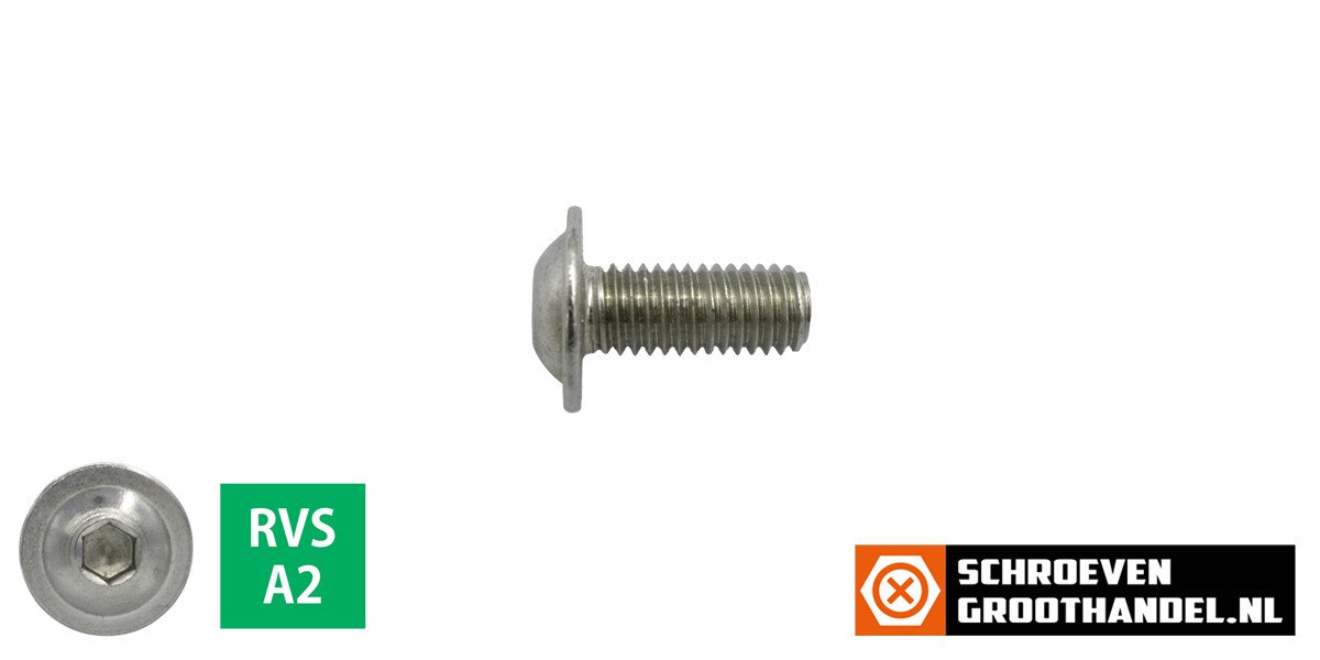 Alternatieve afbeelding voor Linsensflanschschrauben inbus M5 x 10mm Edelstahl A2 ISO7380-2 100 Stück