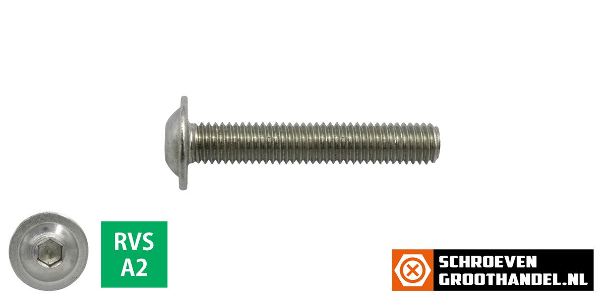 Alternatieve afbeelding voor Linsensflanschschrauben inbus M6 x 25mm Edelstahl A2 ISO7380-2 100 Stück
