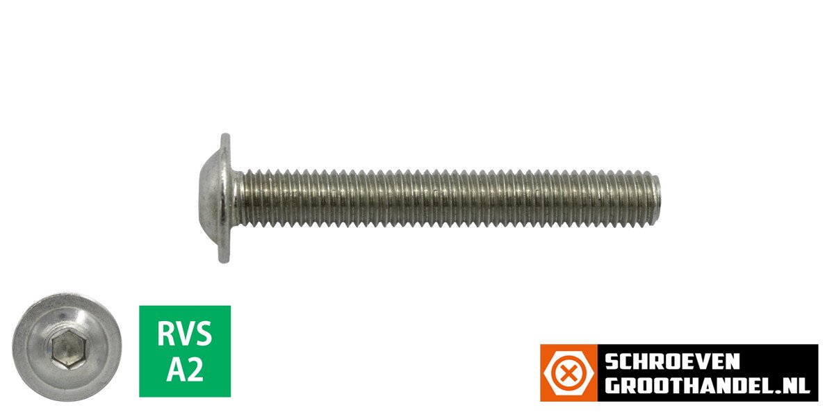 Alternatieve afbeelding voor Linsensflanschschrauben inbus M6 x 50mm Edelstahl A2 ISO7380-2 100 Stück