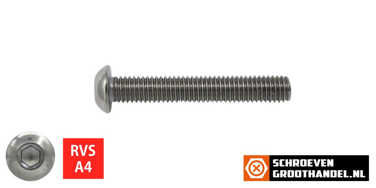 Alternatieve afbeelding voor Linsensschrauben inbus M12 x 50mm Edelstahl A4 ISO7380-1 25 Stück