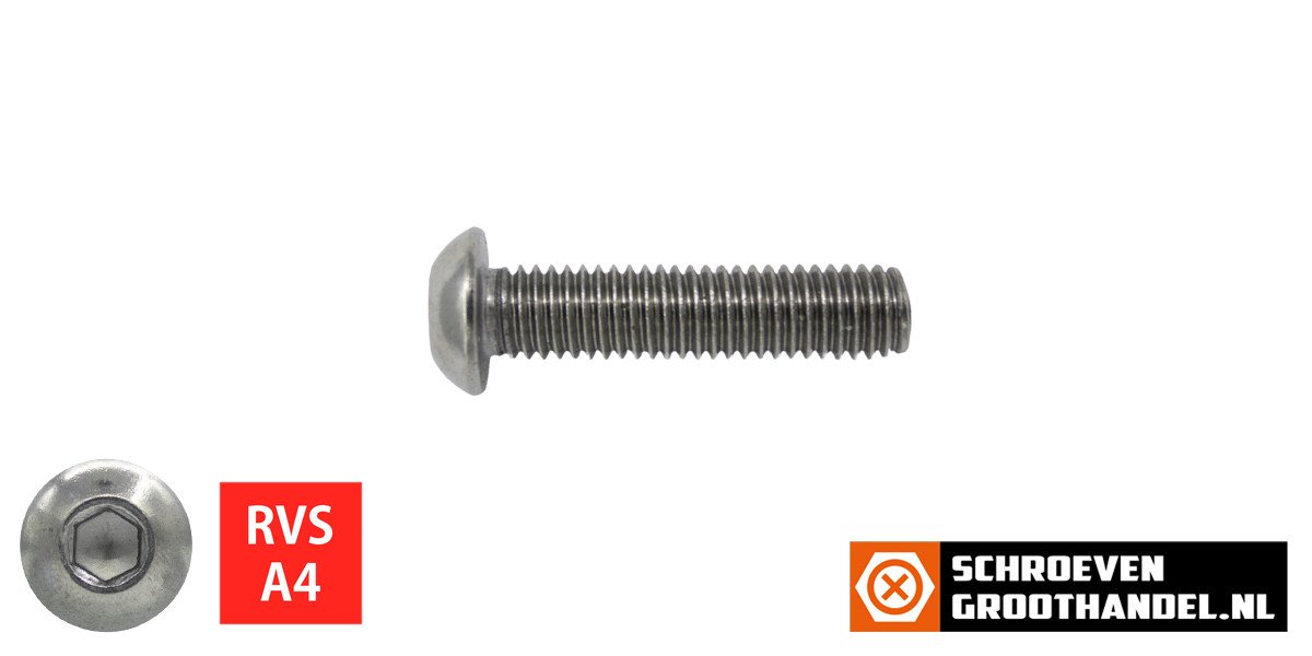 Alternatieve afbeelding voor Linsensschrauben inbus M5 x 50mm Edelstahl A4 ISO7380-1 50 Stück