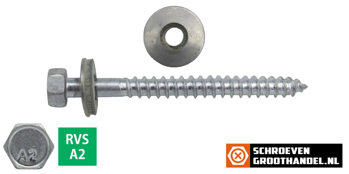 Alternatieve afbeelding voor Montageschrauben Edelstahl A2 6,5x64mm mit Dichtungsring 16mm 100 stück