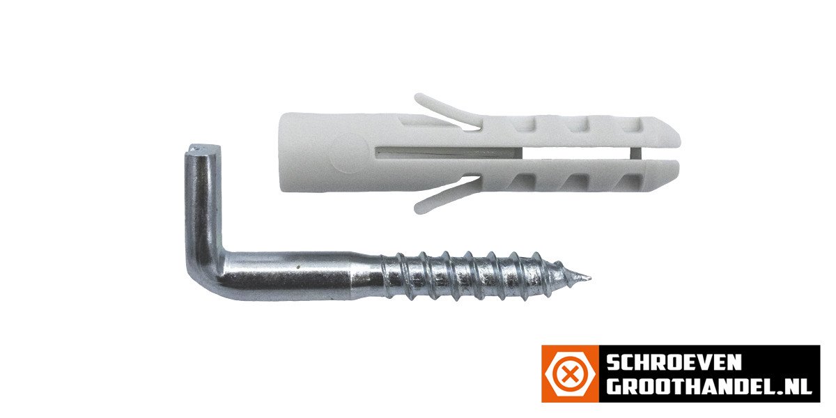 Alternatieve afbeelding voor Nylon Dübel 6mm mit Schlitzschraubhaken 40mm 6 Stück
