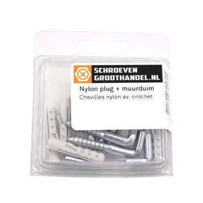 Alternatieve afbeelding voor Nylon Dübel 6mm mit Schlitzschraubhaken 50mm 6 Stück