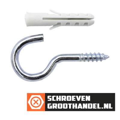 Alternatieve afbeelding voor Nylon Dübel 8mm mit Wäscheleinenhaken 65mm 4 Stück