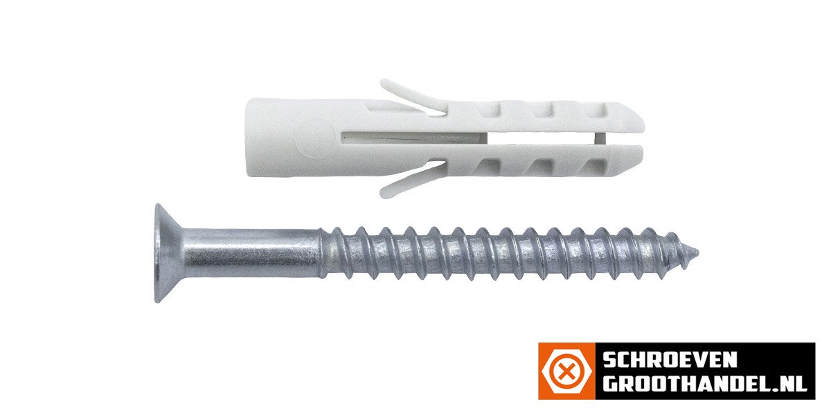 Alternatieve afbeelding voor Nylon Dübel mit Holzschrauben 6mm 12 Stück
