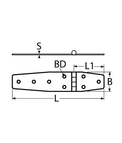 Alternatieve afbeelding voor Scharnier 180x38mm Edelstahl A2 1 Stück