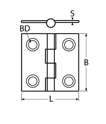 Alternatieve afbeelding voor Scharnier 38x38mm Edelstahl A4 1 Stück