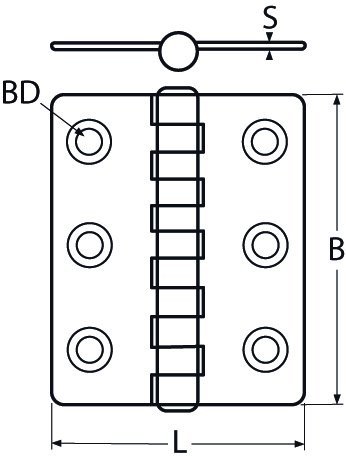 Alternatieve afbeelding voor Scharnier 50x60mm Edelstahl A2 1 Stück