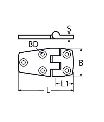 Alternatieve afbeelding voor Scharnier 56x38mm Edelstahl A4 1 Stück