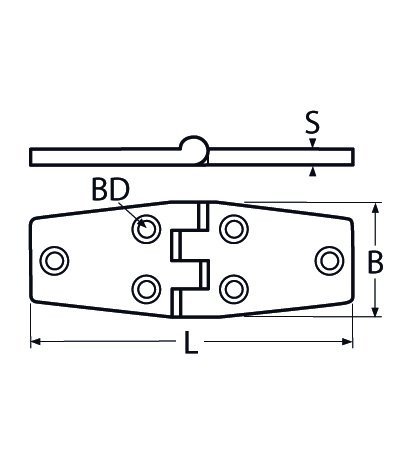 Alternatieve afbeelding voor Scharnier 76x38mm Edelstahl A4 1 Stück