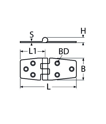 Alternatieve afbeelding voor Scharnier 87x38mm Edelstahl A2 1 Stück