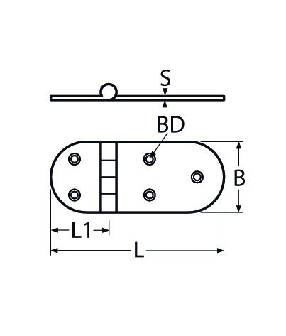 Alternatieve afbeelding voor Scharnier gerundet 146x65mm Edelstahl A4 1 Stück