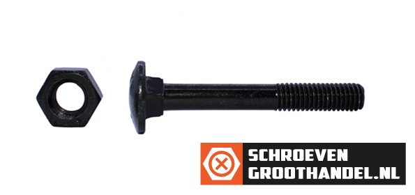 Alternatieve afbeelding voor Schlossschrauben  M 8 x 100 Schwarz Din603 mit Muttern 25 Stück