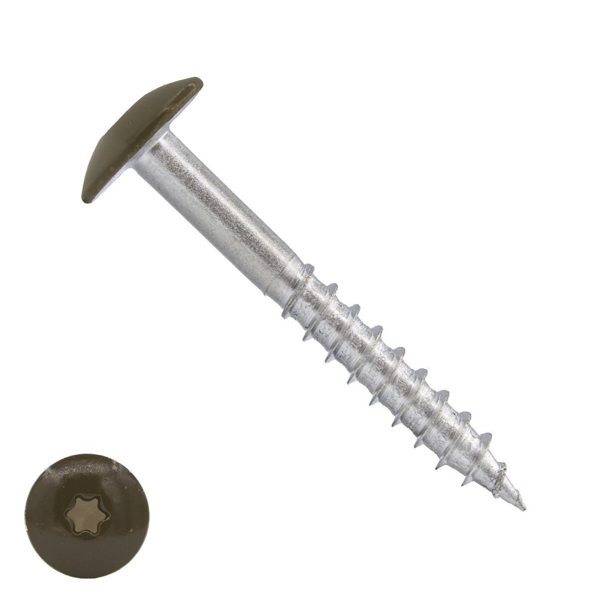 Alternatieve afbeelding voor Schrauben für Trespa® / HPL-Platten 4,8x32mm RAL8014 Sepiabraun Edelstahl A2 TORX 100 Stück