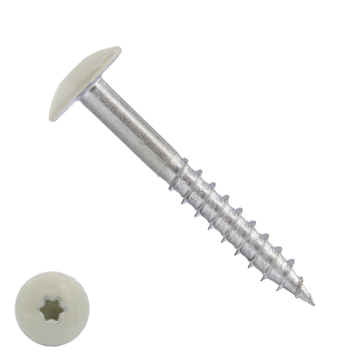 Alternatieve afbeelding voor Schrauben für Trespa® / HPL-Platten 4,8x38mm RAL1013 Perlweiß Edelstahl A2 TORX 100 Stück