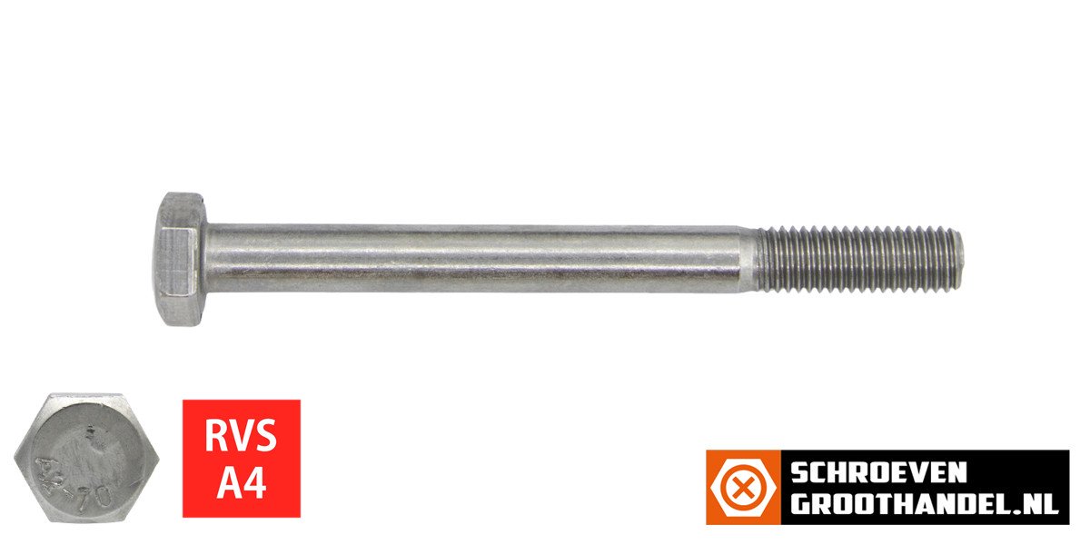 Alternatieve afbeelding voor Sechskantschrauben  M10 x 100mm Edelstahl A4 DIN931 mit Schaft 50 Stück