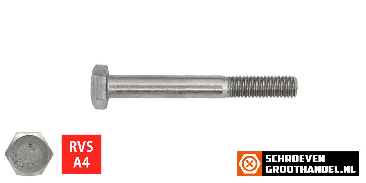 Alternatieve afbeelding voor Sechskantschrauben  M10 x 60mm Edelstahl A4 DIN931 mit Schaft 50 Stück