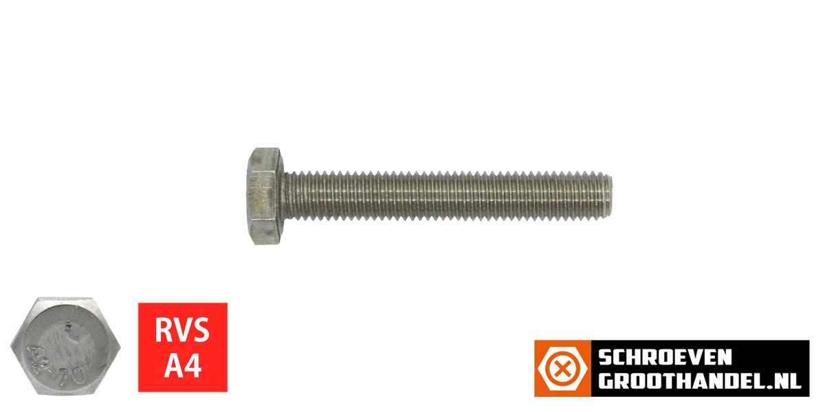 Alternatieve afbeelding voor Sechskantschrauben M12 x 40mm Edelstahl A4 DIN933 Vollgewinde 50 Stück