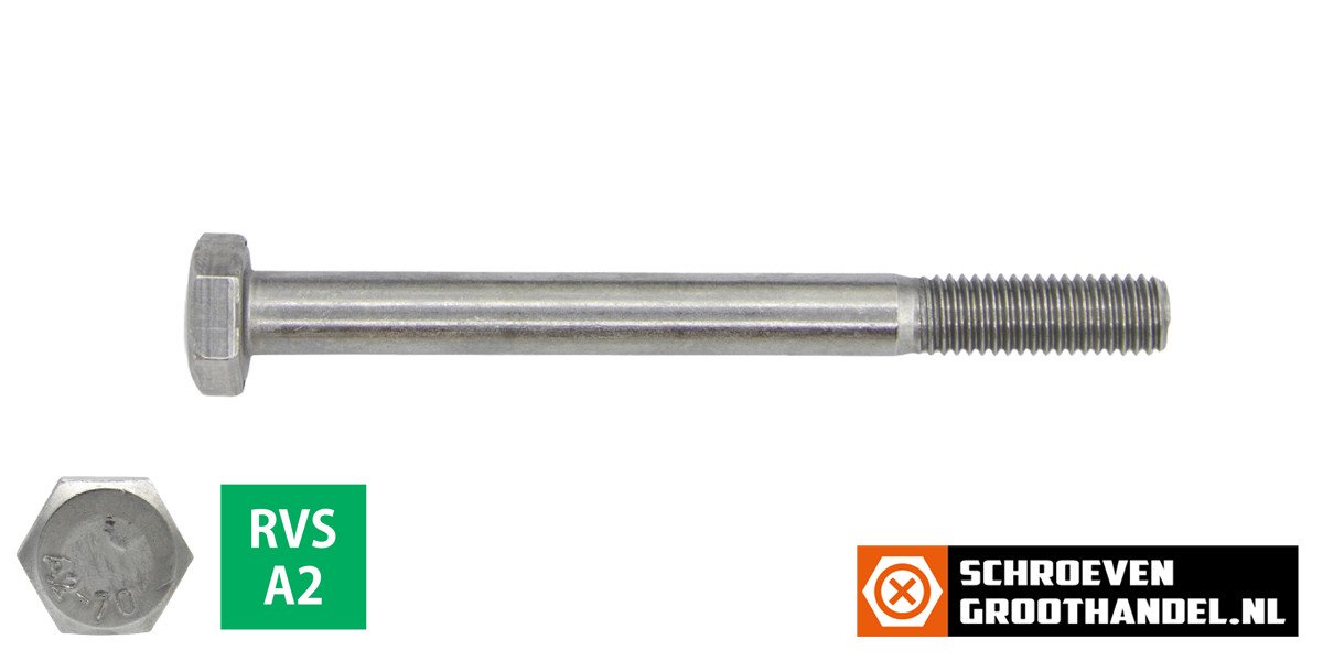 Alternatieve afbeelding voor Sechskantschrauben  M14 x 80mm Edelstahl A2 DIN931 mit Schaft 25 Stück