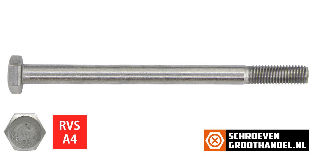 Alternatieve afbeelding voor Sechskantschrauben  M16 x 100mm Edelstahl A4 DIN931 mit Schaft 25 Stück