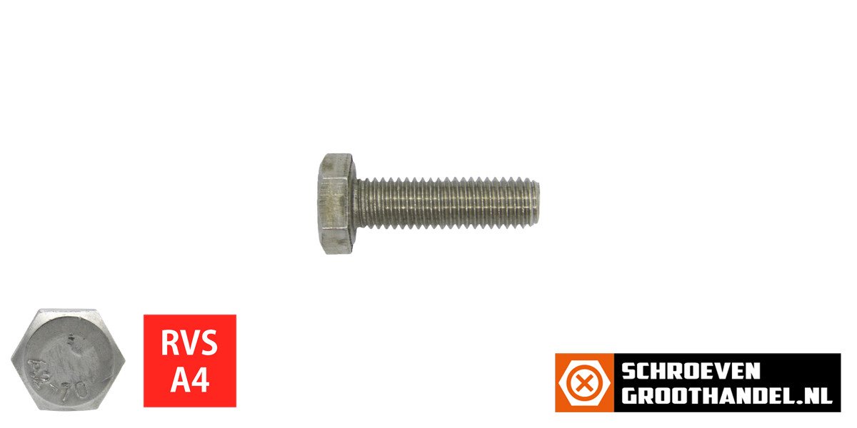 Alternatieve afbeelding voor Sechskantschrauben M5 x 20mm Edelstahl A4 DIN933 Vollgewinde 200 Stück